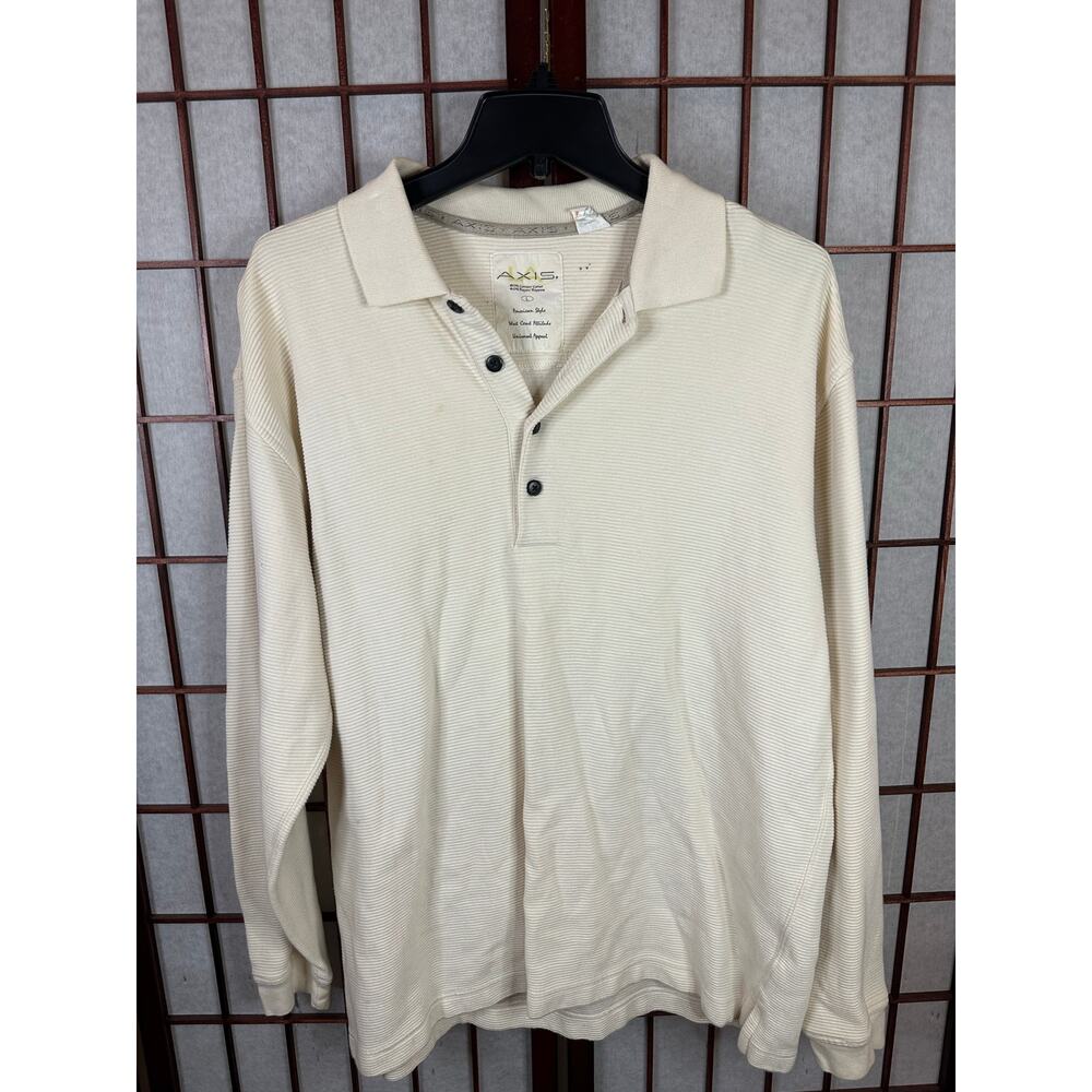 Axis Men's long sleeve polo cream textured very nice!
